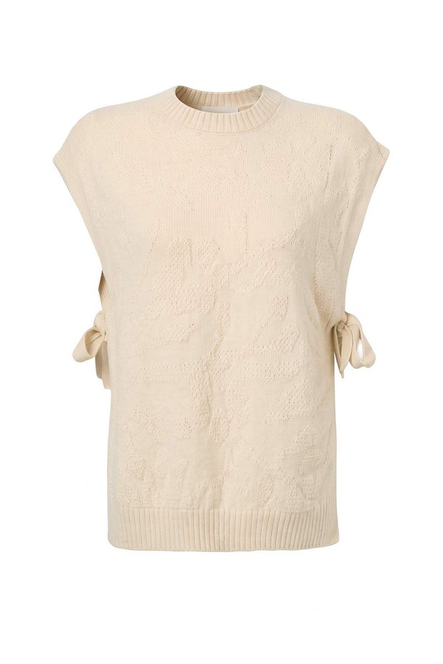 Ecru Tie-Dye Detailed Floral Pattern Knitwear Sweater Twoaw27Sv00008