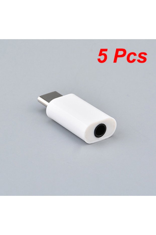 5PCS-White 3.5mm Female to Type C Male Adapter For Xiaomi Huawei POCO Wired Headset Converter OTG US