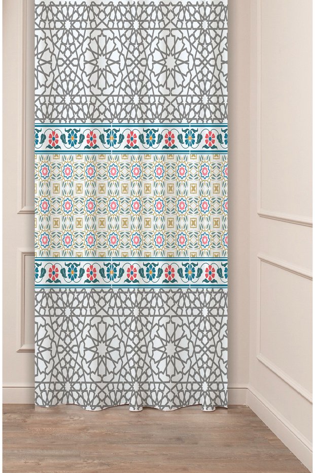 Authentic, Anatolian, Ethnic Patterned Special Design Digital Printed (Single Wing) Modern Stylish Background Curtain