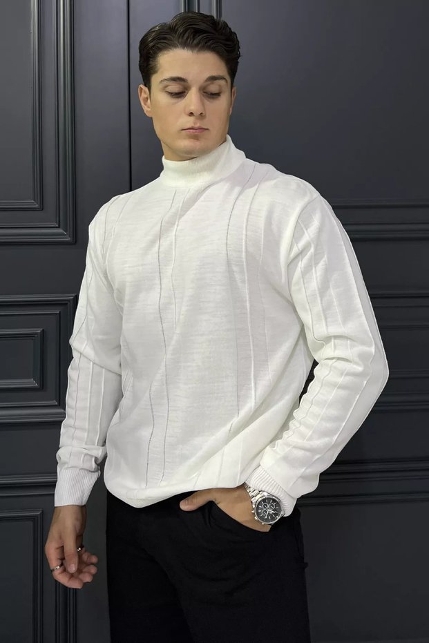 Patterned Half Turtleneck Men's Knitwear Sweater
