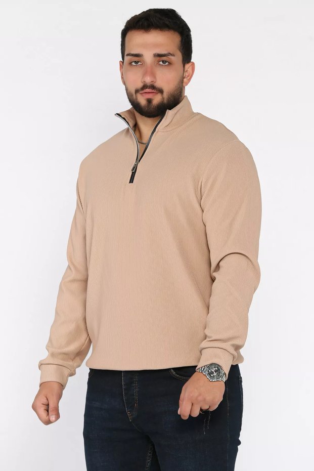 High Collar Jacquard Half Zipper Men's Sweatshirt