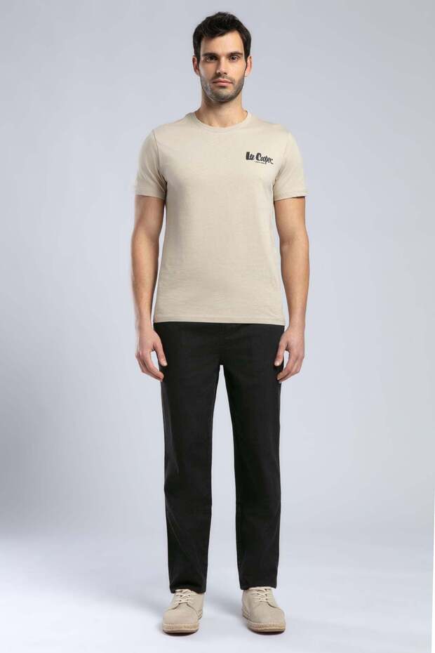 Rinaldo Men's 100% Cotton Crew-Neck T-Shirt Beige