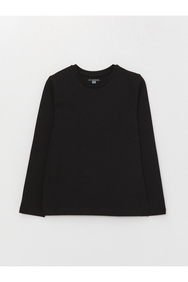 Trendy Picks from Kübra Butik: Crew-Neck, Long-Sleeved Boys' T-Shirt with Men’s Collar