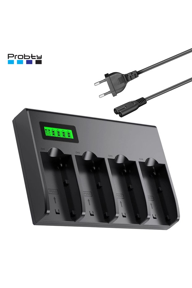 US 4-Channel Battery Charger with LCD Display for Sony NP-F970, NP-F960, NP-F770, NP-F750, NP