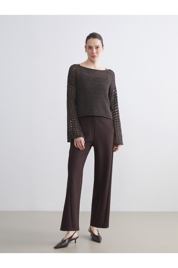 LCW EVERYDAY Brown Raschel Solid Loose & Oversized Wide-Leg Women's Pants—The ALITA CITY Difference