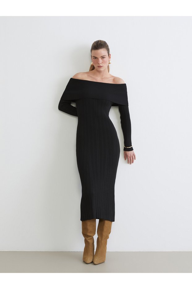 LCW Comfort Black Knit Dress, Featuring the ALITA CITY Touch