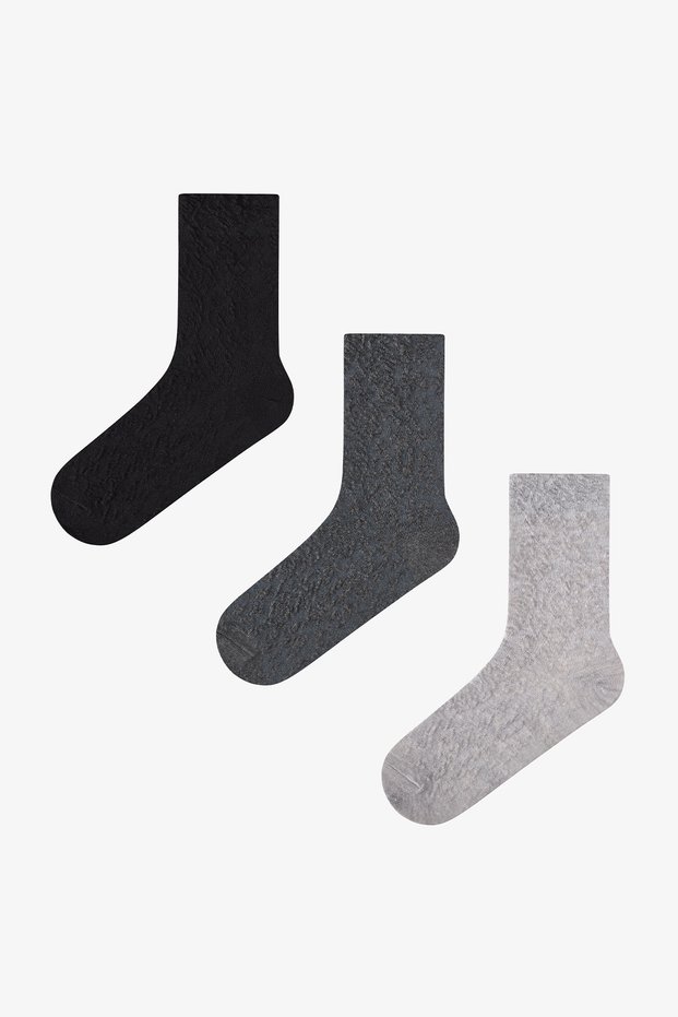 3 Pairs of Cotton Self-Patterned Socks