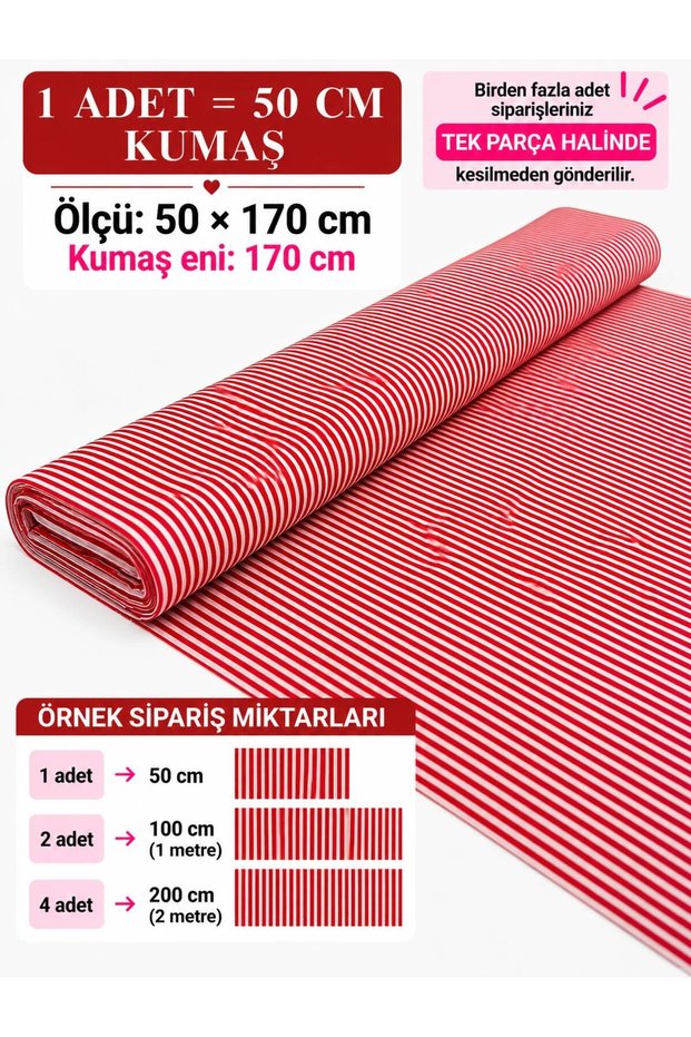 100% Cotton Patterned Poplin Fabric - Striped - (50×170cm)