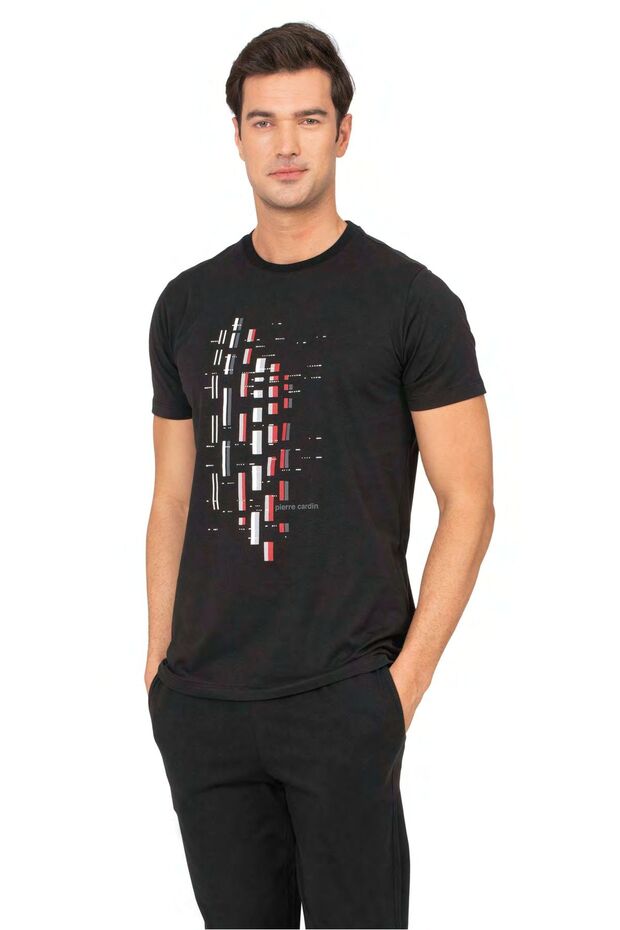 6129 Men's Black Short Sleeve Round Neck Pajama Set
