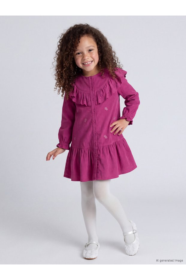 Timeless Clothing & Timeless Choices: Zero-Neckline Embroidered Girls' Corduroy Dress