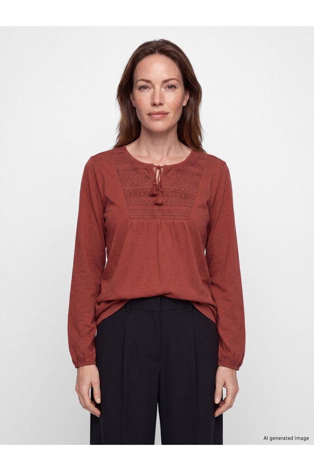 Trendy Picks from Kübra Butik: Tie-Detail Blouse with Embroidered Collar