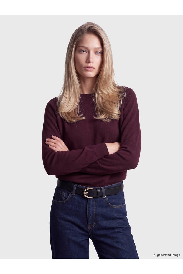 TWO MT SHOP QUALITY LCW Vision Purple Knit Women's Sweater with a Straight Oval Neckline