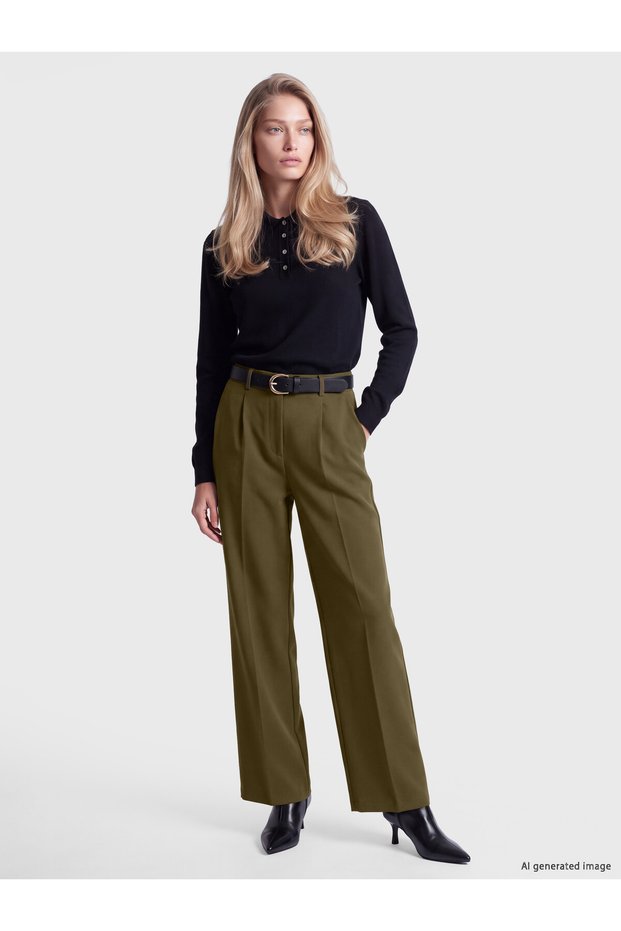 LCW Vision Khaki Pleated Women's Fabric Pants—The ALITA CITY Difference