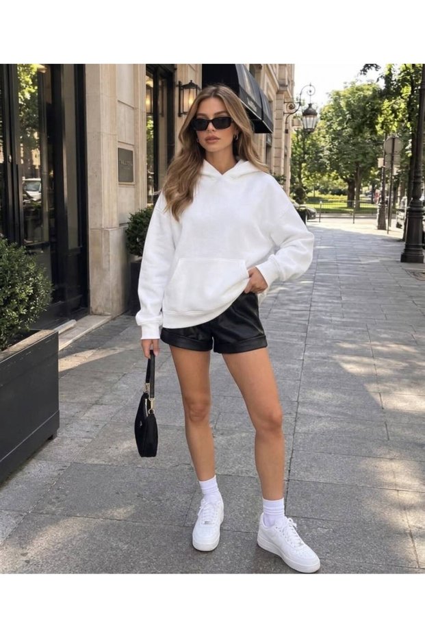 Back Denim Sweatshirt - White