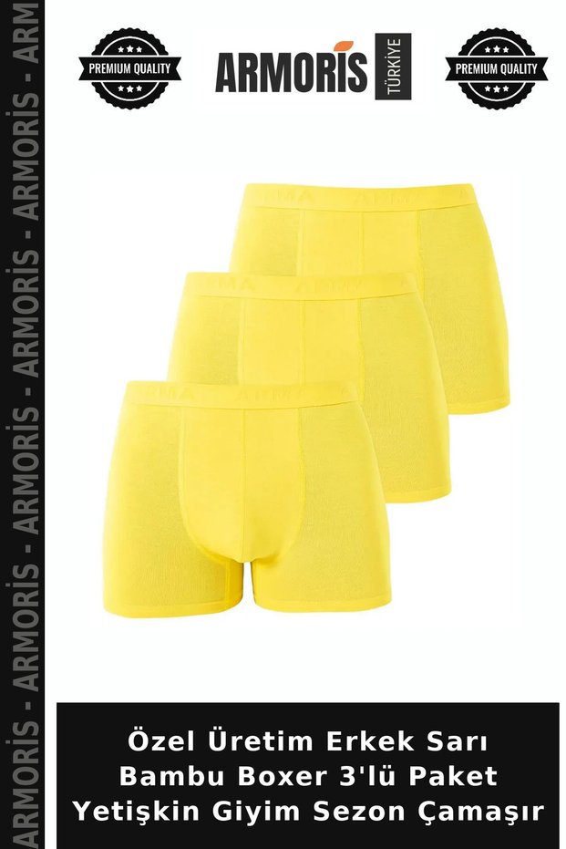Custom-Made Men's Yellow Bamboo Boxer Shorts, 3-Pack, Adult Clothing, Seasonal Underwear