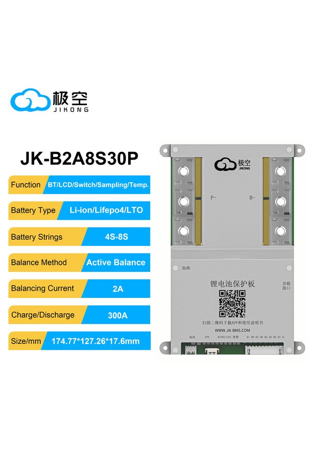 JK-B2A8S30P JIKONG B2A8S30P 4S 5S 6S 7S 8S 300A bms Li-ion Lifepo4 LTO 280Ah 304Ah 314Ah BATTERY 12