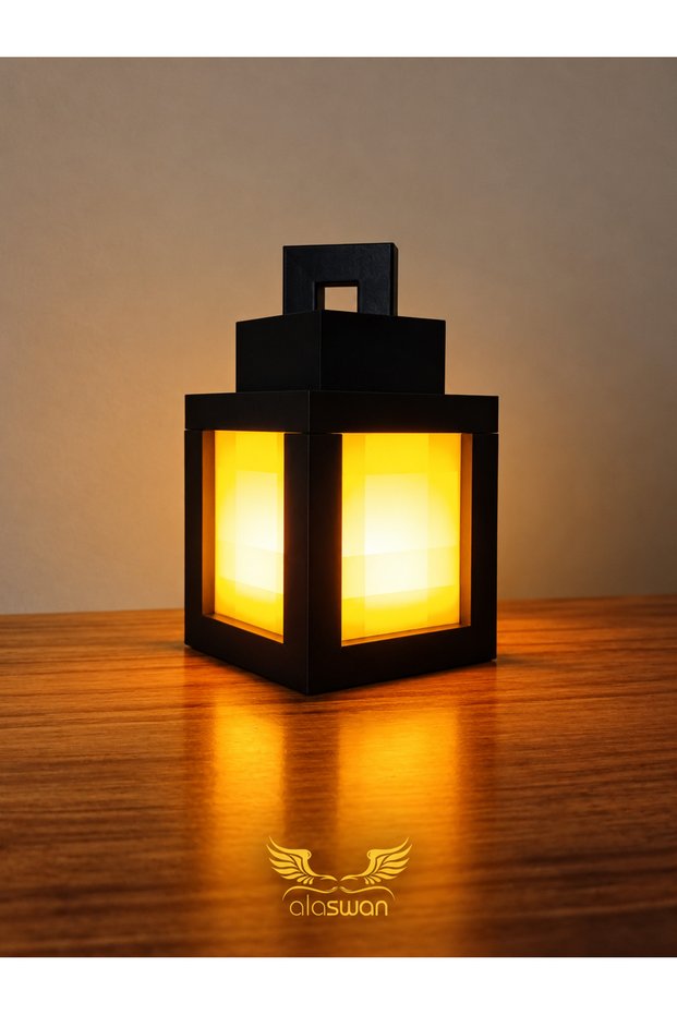 Pixel Themed Table Lamp - Night Light Lantern 3D Printing with Led Candle Gift