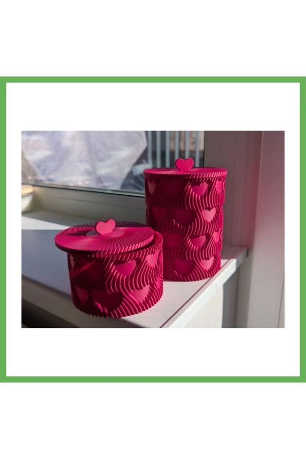 3D Printed Decorative Box with Lid - Set of 2 - Jewelry Accessory Organizer Jar, Wavy Design, Gen01.