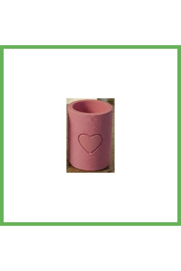 3D Printed Motif Cylinder Pen Holder Makeup Brush Organizer Embossed Heart Design Ma Gen01
