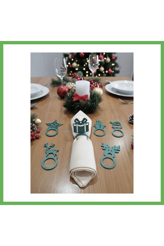 3D Printed Set of 6 Christmas Napkin Rings, Christmas Table Decoration, Decorative Napkin Ring Gen01