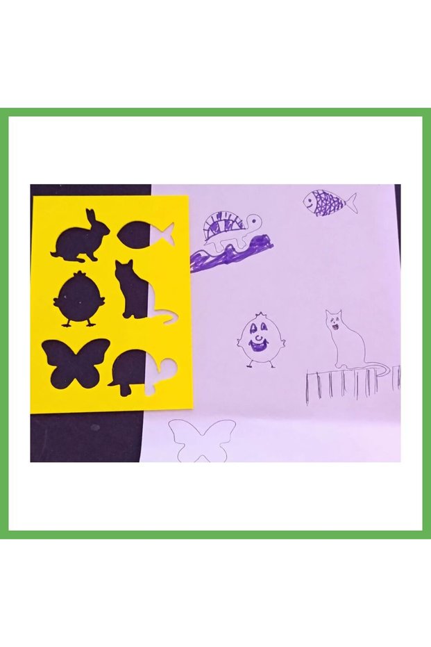 3D-Printed Animal Figurines Drawing Template - Multi-Design Template - Yellow GEN01