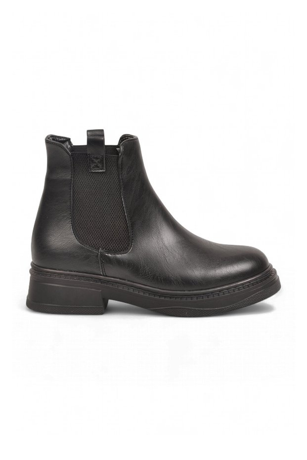 Black Women's Chelsea Boots with Thick Soles and Side Elastic, Style 418111