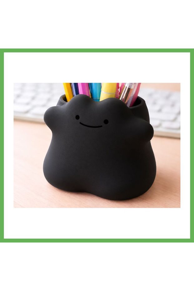 3D-Printed Smiling Cloud Pencil Holder - Desktop Organizer - Black GEN01