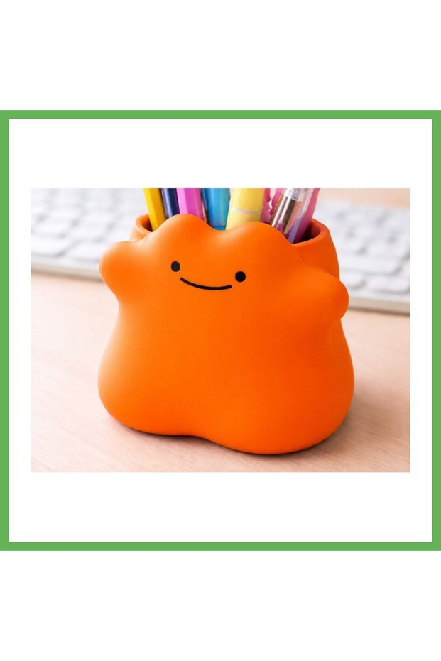 3D-Printed Smiling Cloud Pencil Holder - Desktop Organizer - Orange GEN01