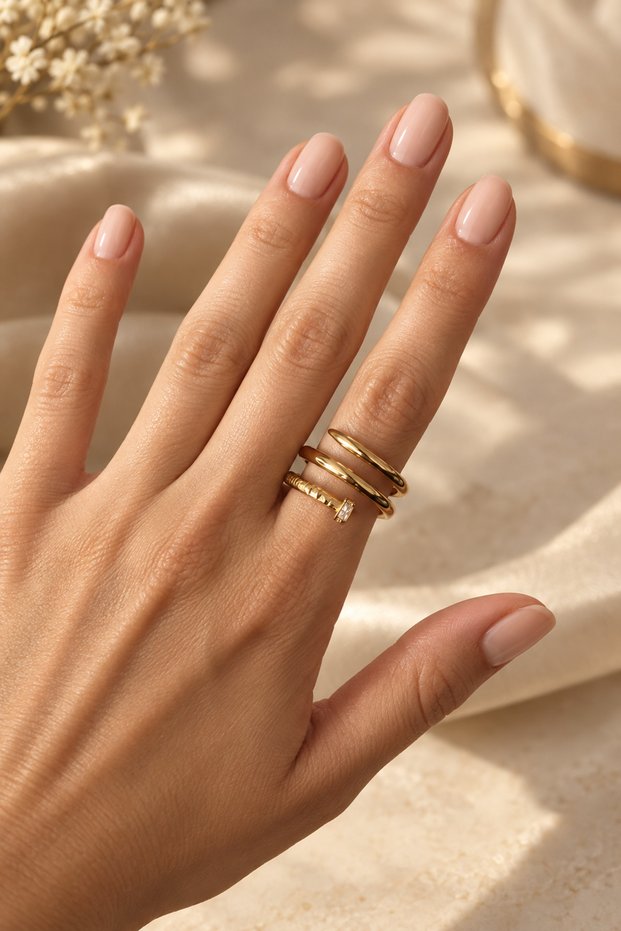 Stainless Steel Nail Stone Ring