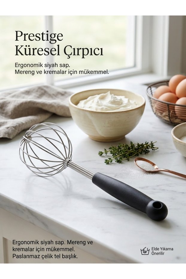 Professional Stainless Steel Whisk with Strappy Handle—Whisk—Stainless Steel Whisk for Eggs and Sauces