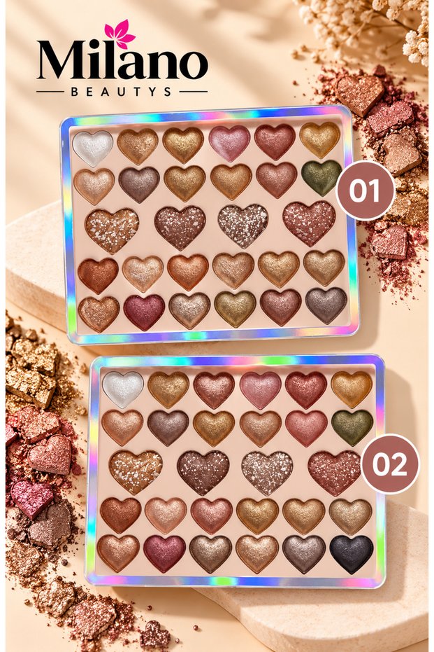 24-Piece Patterned Glittery and Glittery Eyeshadow Palette – Glittery & Glittery Eyeshadow – Available in 01 / 02 Colors