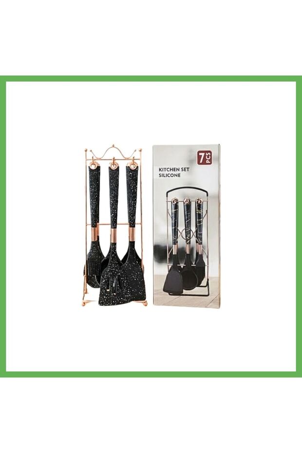 7-Piece Black Silicone Kitchen Set with Stand GEN01