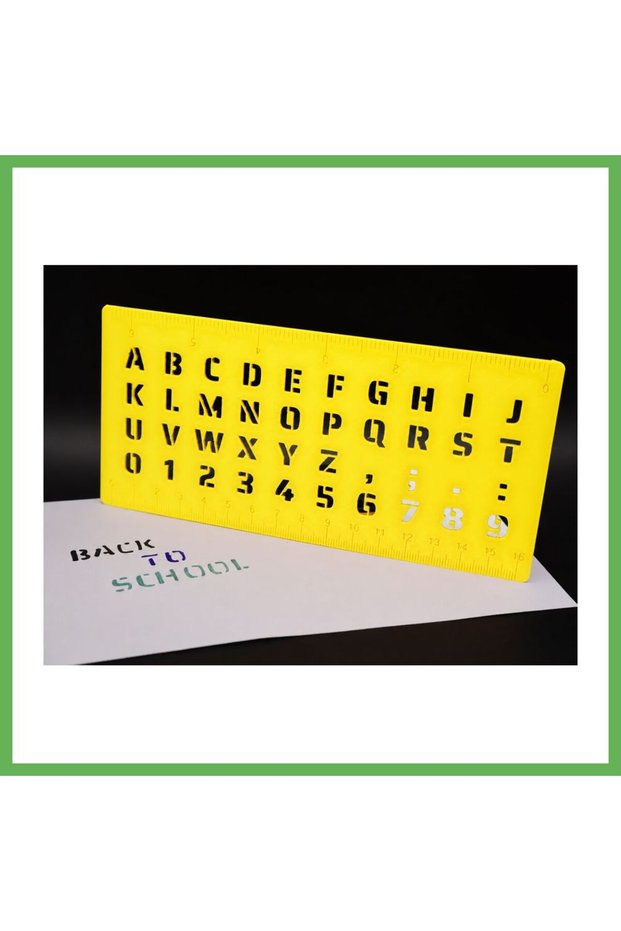 3D Printing Alphabet, Numbers, and Ruler Template - Writing and Drawing Template - Yellow GEN01
