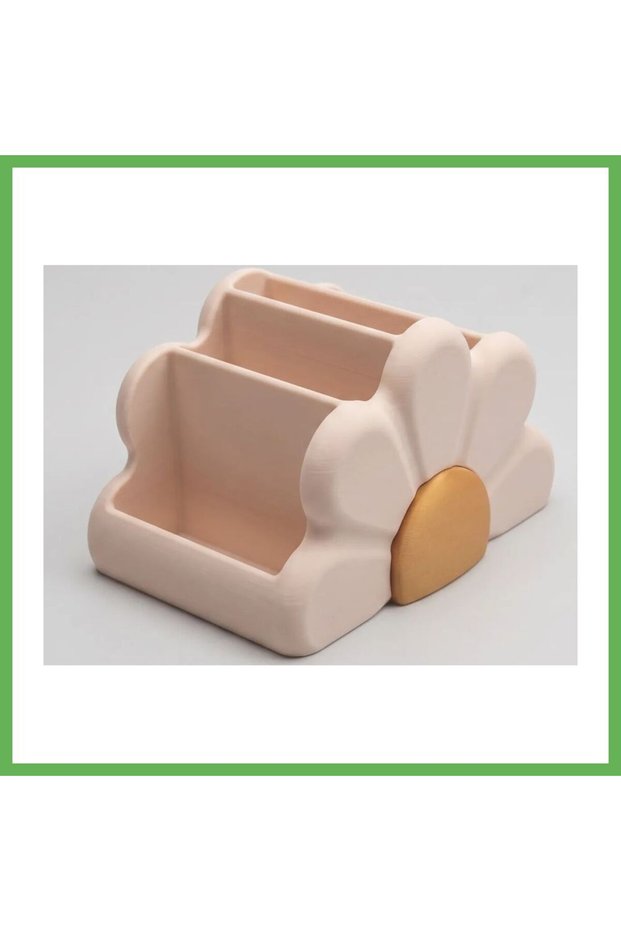 3D-Printed Floral Print Desktop Organizer: Makeup Brush Holder and Pencil Holder with Daisy Pattern GEN01