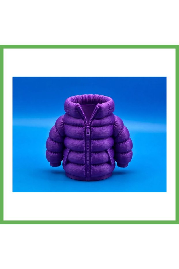 3D-Printed Puffer Coat Pencil Holder - Desktop Organizer - Purple GEN01