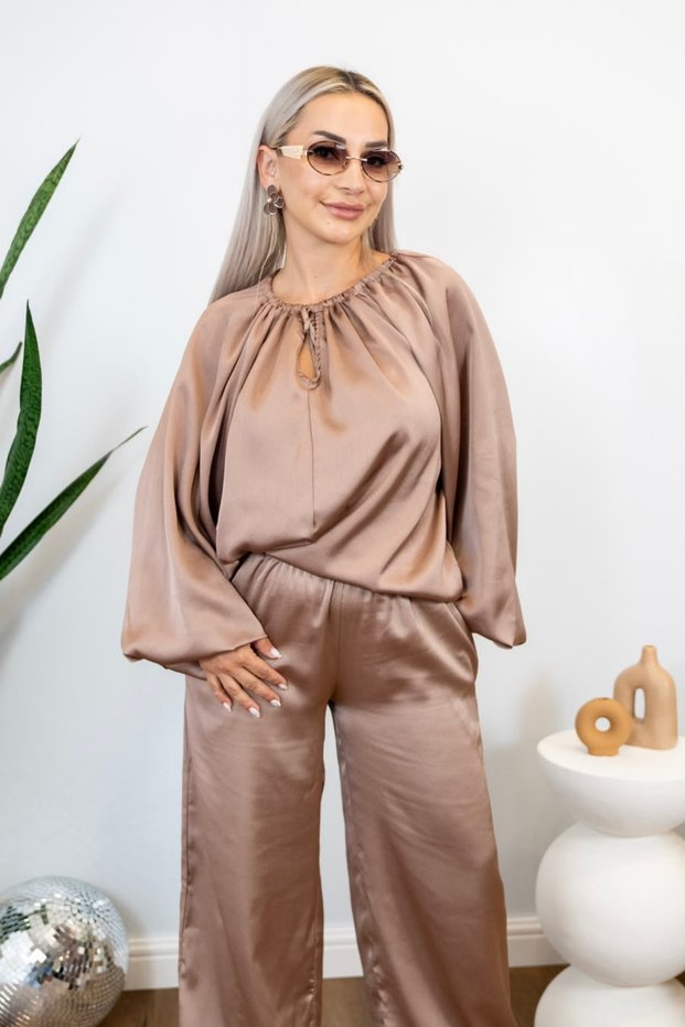 Powder Satin Top and Bottom Set
