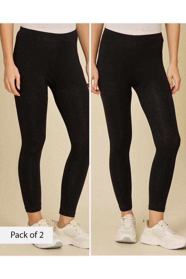 Women Black Leggings (Pack Of 2)