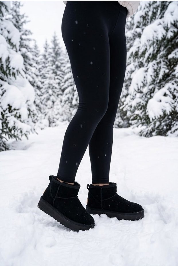 Essa Women's Boots with Fur-Lined Genuine Leather, Black Suede