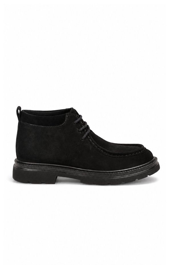 Black Nubuck Genuine Leather Lace-Up Men's Classic Boot 600546