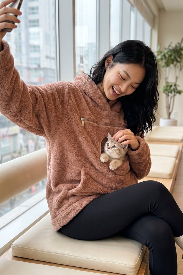 Cinnamon-Colored Sweatshirt with Kangaroo Pocket on Each Sleeve, Zipper-Closure, Knit Wellsoft Baby Carrier 8112