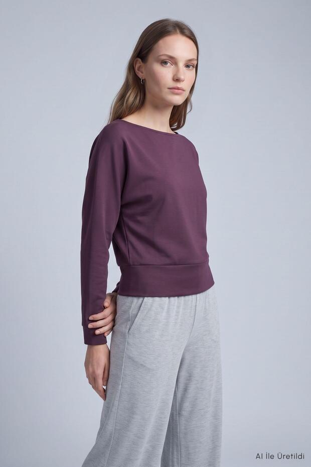 Batwing Sleeve Blouse 8750A Plum