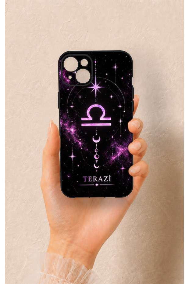 Libra-Themed Patterned Silicone Case Compatible with iPhone 14 Plus/15 Plus