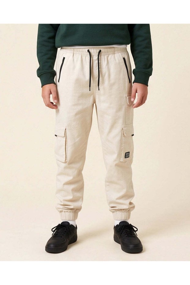 Senior Boys Ivory Cargo Trousers
