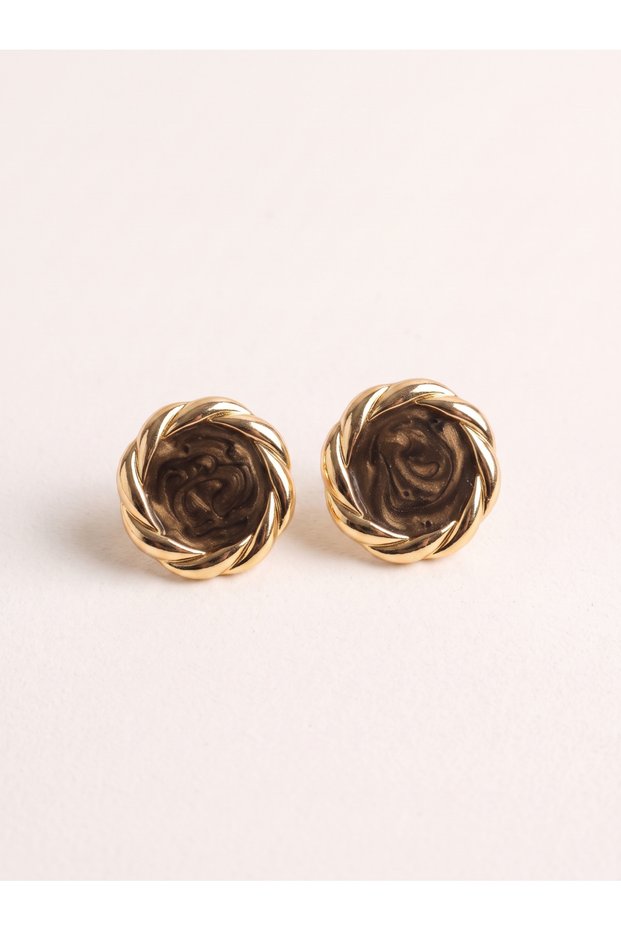 Gold Twisted Round Earrings