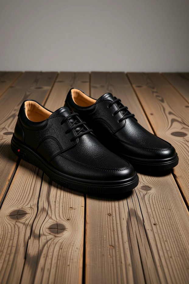 Men's Genuine Leather Lace-Up Casual Classic Shoes with Orthopedic Support, Non-Slip Sole, and All-Season Comfort