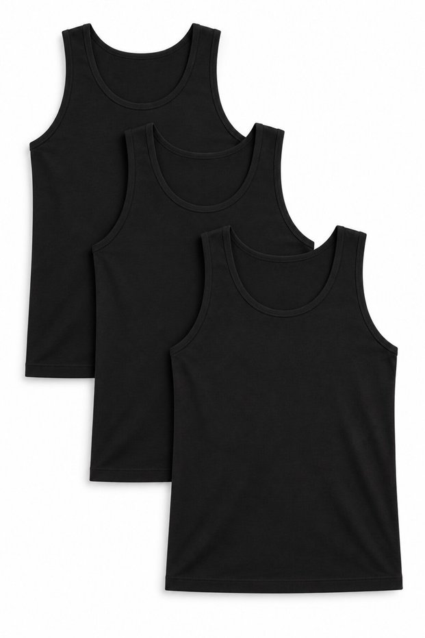 Men's 3-Pack Modal Black Tank Tops, Men's Modal and Cotton Tank Tops with Wide Straps
