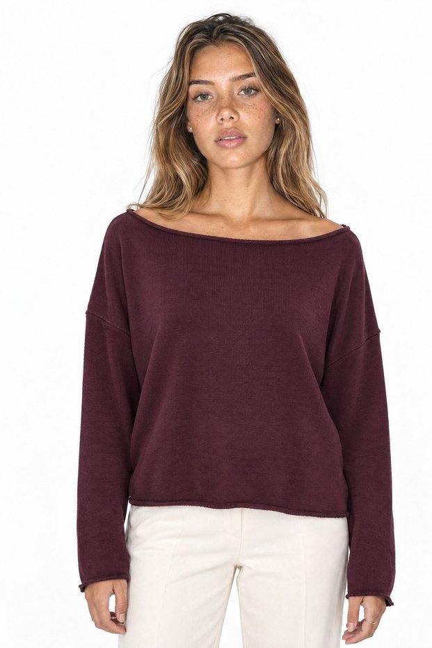 Busem Boat Neck Loose Long Sleeve Blouse
