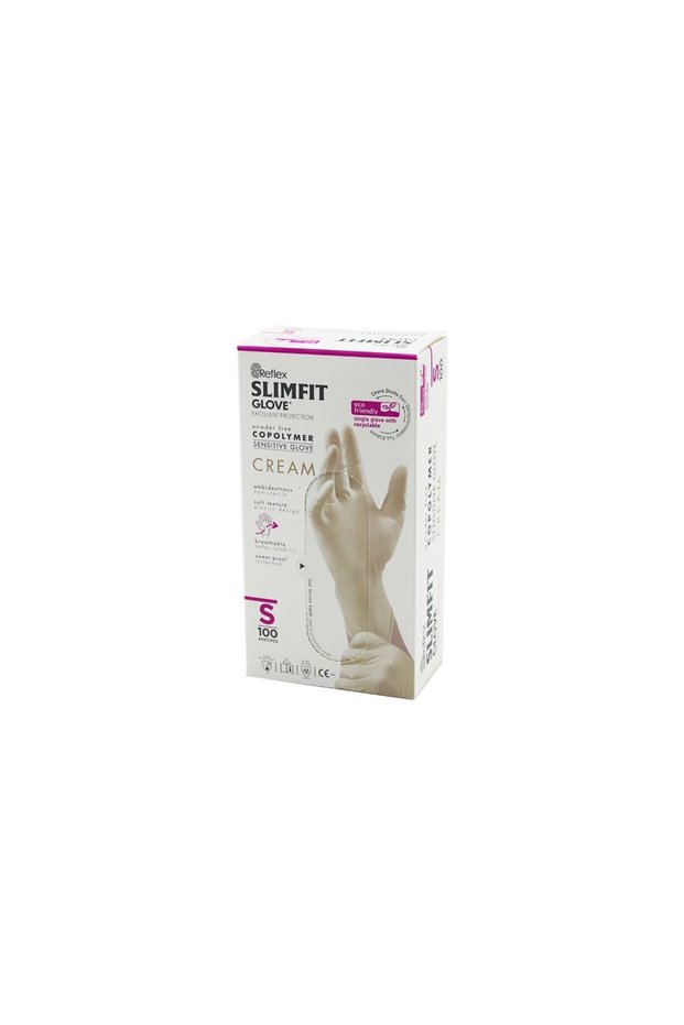 REFLEX SLIMFIT GLOVE CODE-030 S CREAM, POWDER-FREE EXAMINATION GLOVES, PACK OF 100 (5496)