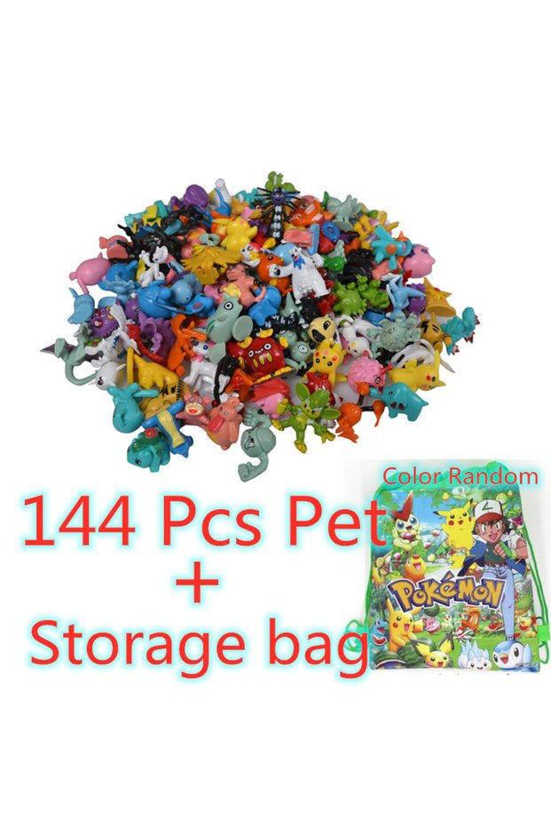 144 Pcs With Bag 144 Style Pokemon Figure Toys Anime Pikachu Action Figure Model Ornamental Decorati