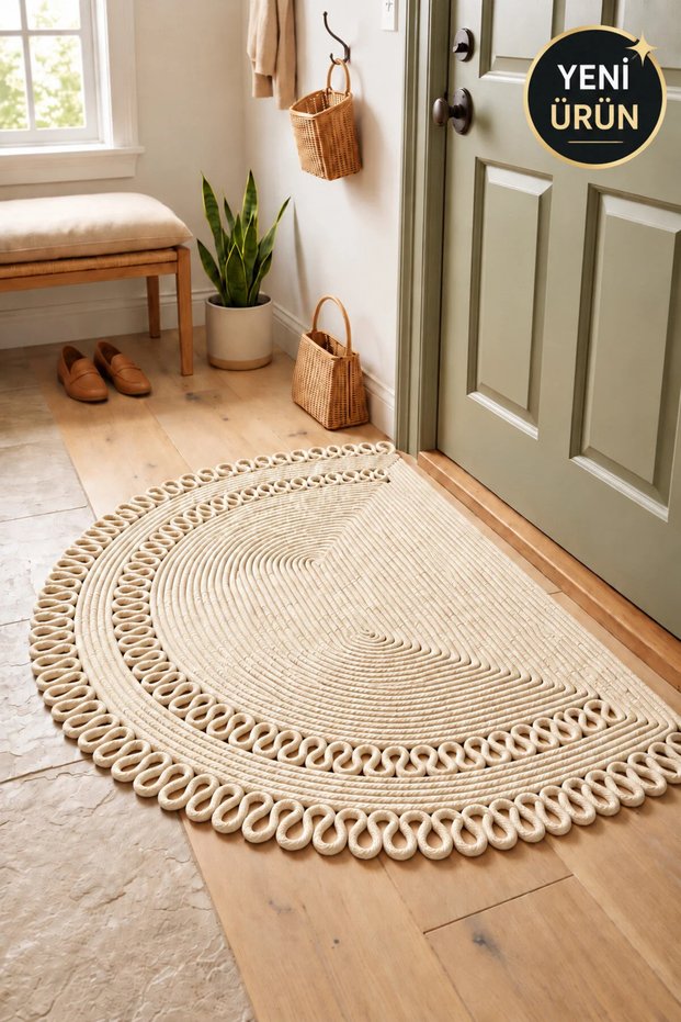 Mi̇rel Wicker Jute - Door Mat - Welcome Mat - Patterned - Wicker Mat - Decorative Stylish - Floor Mats